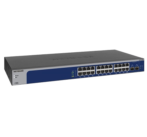 מתג מנוהל חכם 24 כניסות 10GbE ושתי יציאות SFP נטגיר Netgear XS724EM 10-Gigabit/Multi-Gigabit Ethernet Plus Switches 24x 10GbE 2x SFP